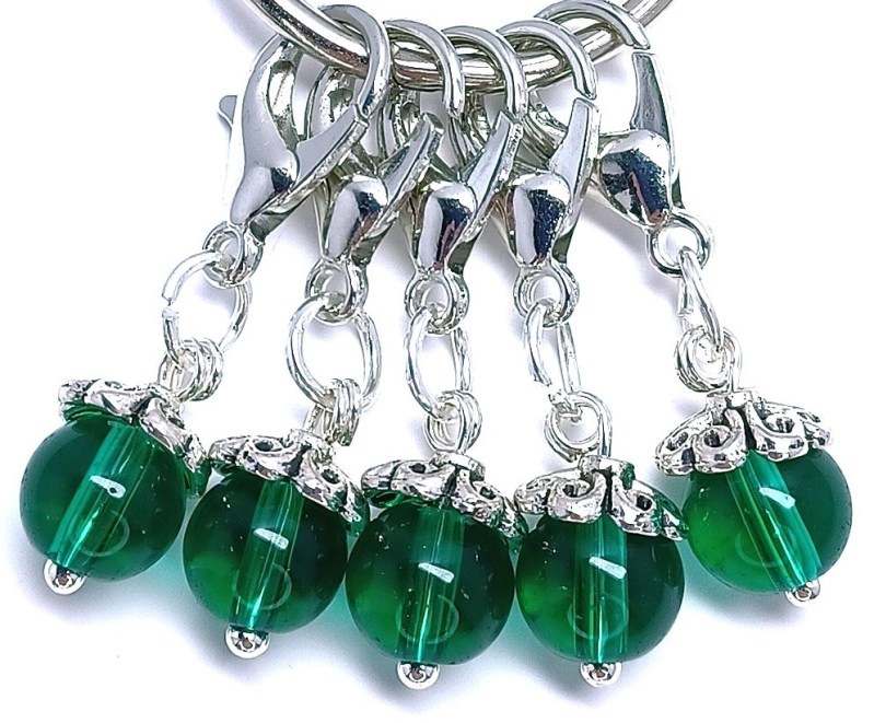Glass capped stitch markers